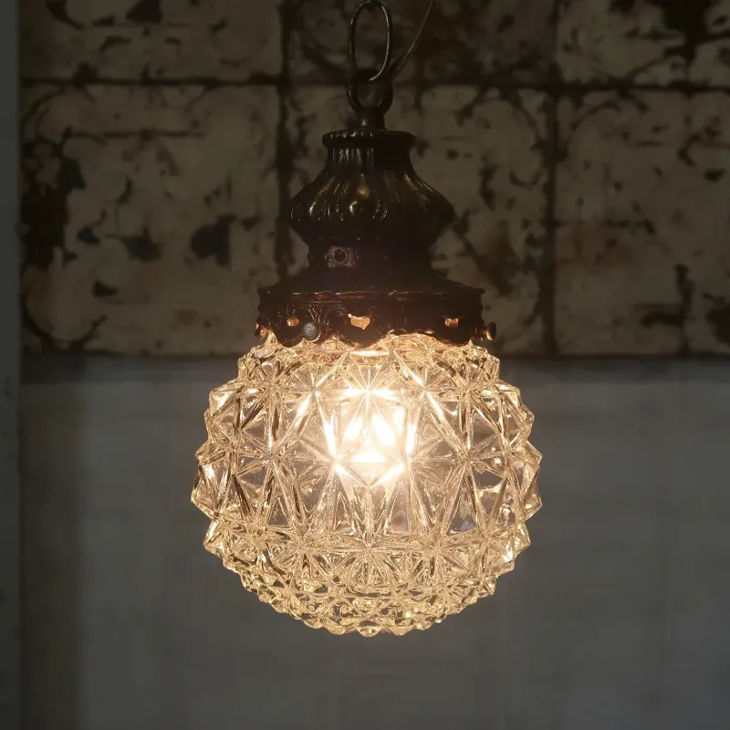 アンティーク カットガラスランプ クリアガラス