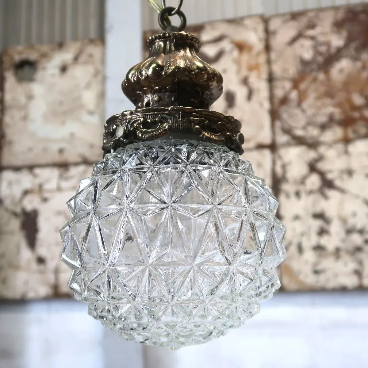 アンティーク カットガラスランプ クリアガラス