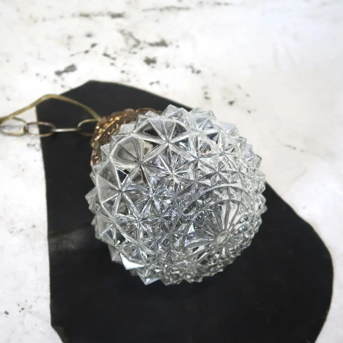 アンティーク カットガラスランプ クリアガラス