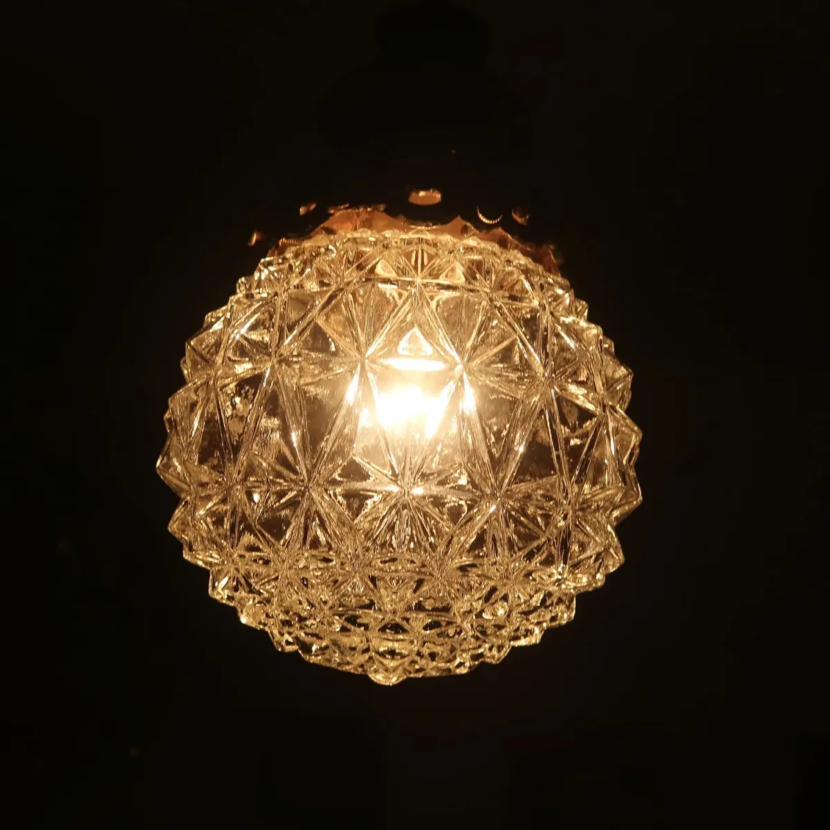 アンティーク カットガラスランプ クリアガラス