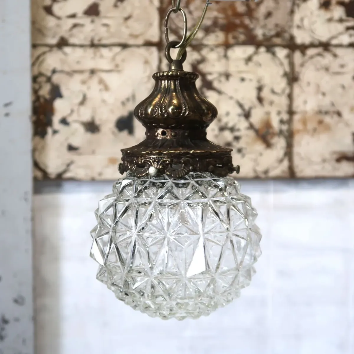 アンティーク カットガラスランプ クリアガラス