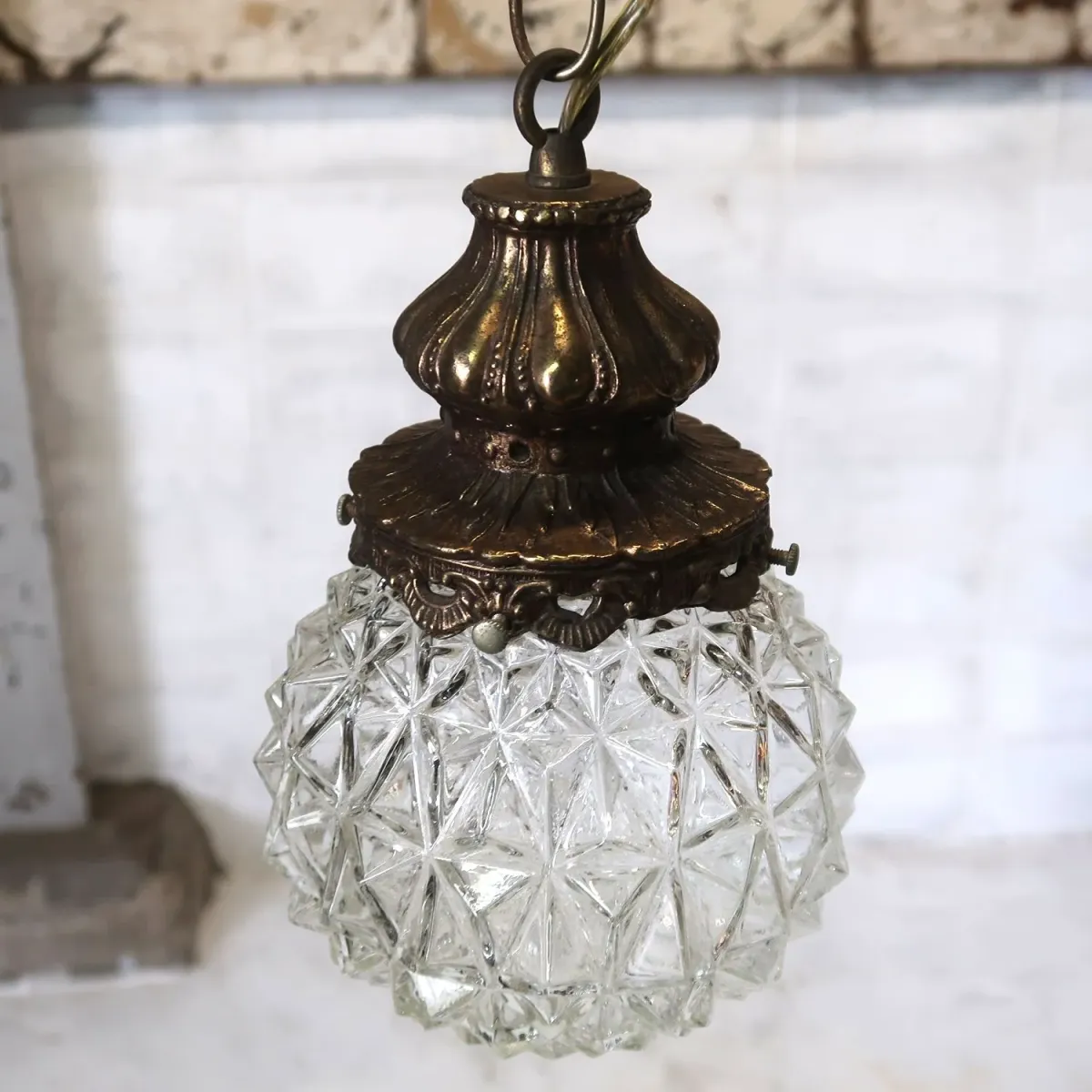 アンティーク カットガラスランプ クリアガラス