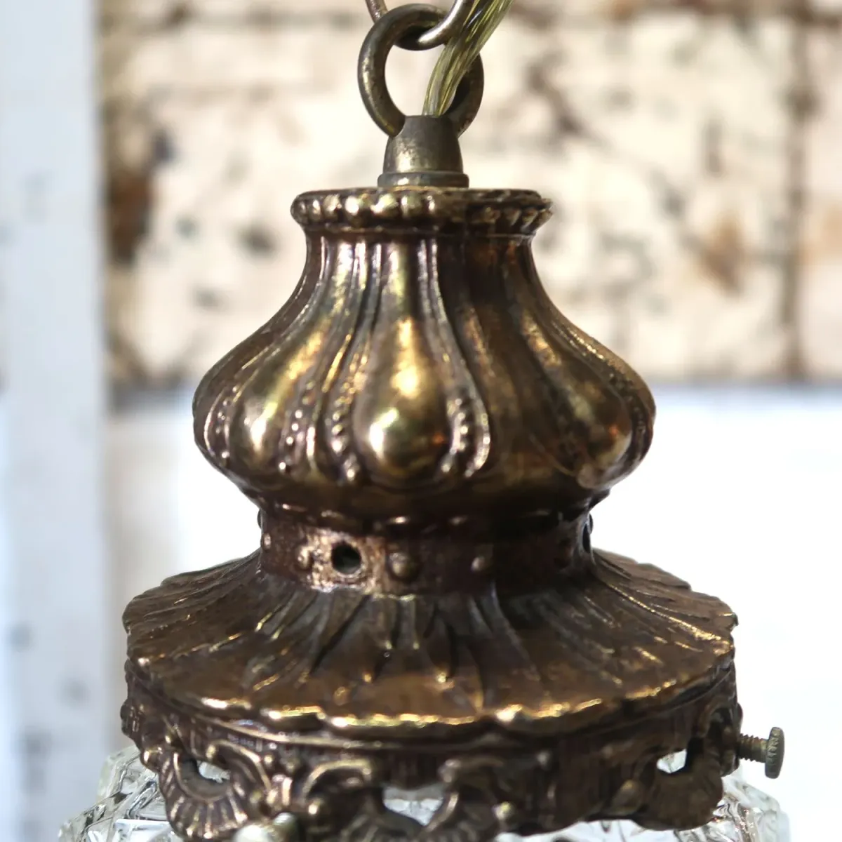 アンティーク カットガラスランプ クリアガラス