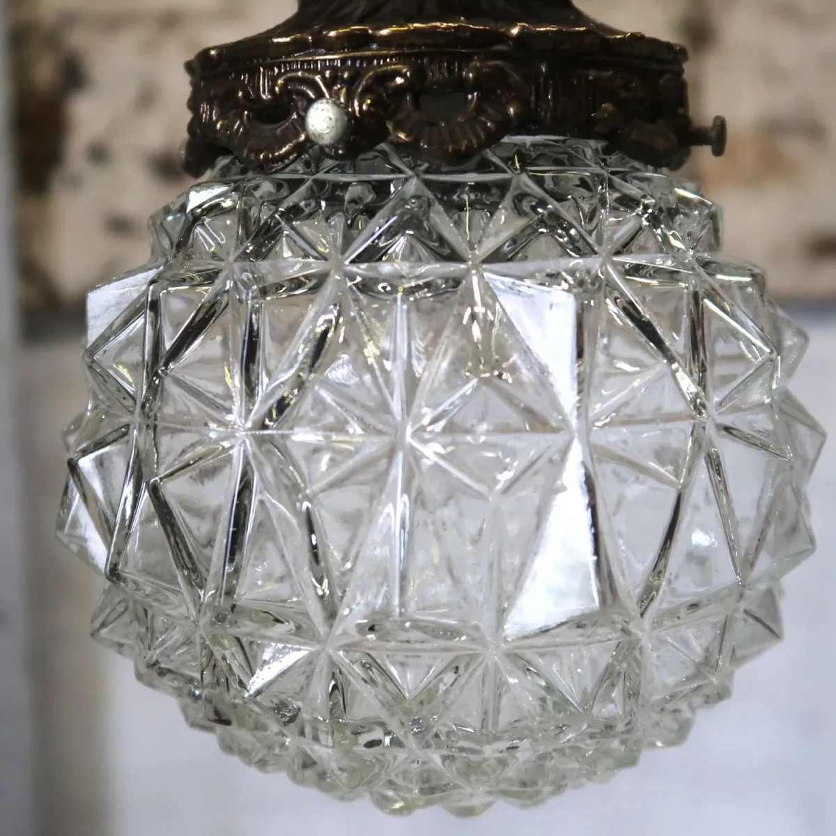 アンティーク カットガラスランプ クリアガラス