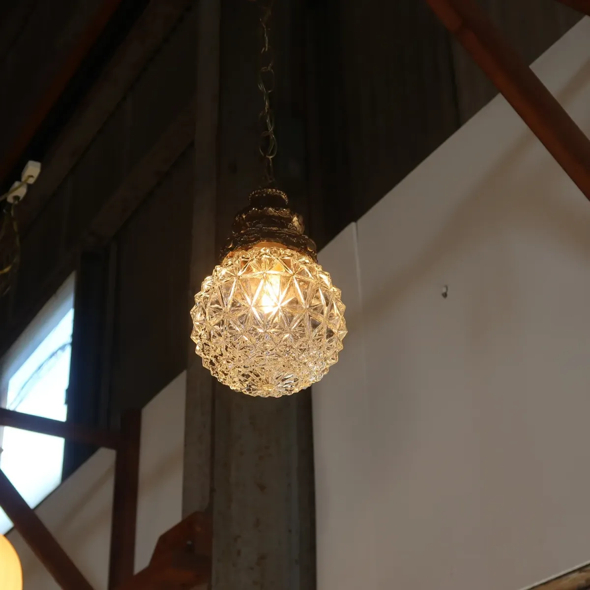 アンティーク カットガラスランプ クリアガラス