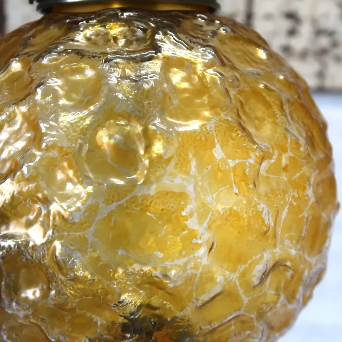 アンティーク アンバーガラス ペンダントランプ