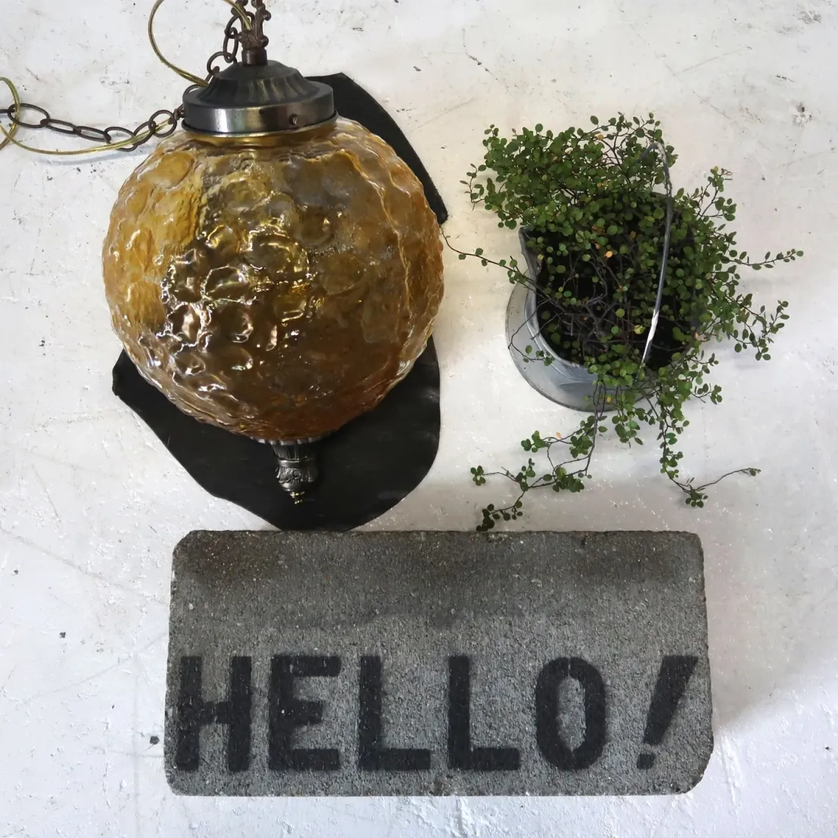 アンティーク アンバーガラス ペンダントランプ