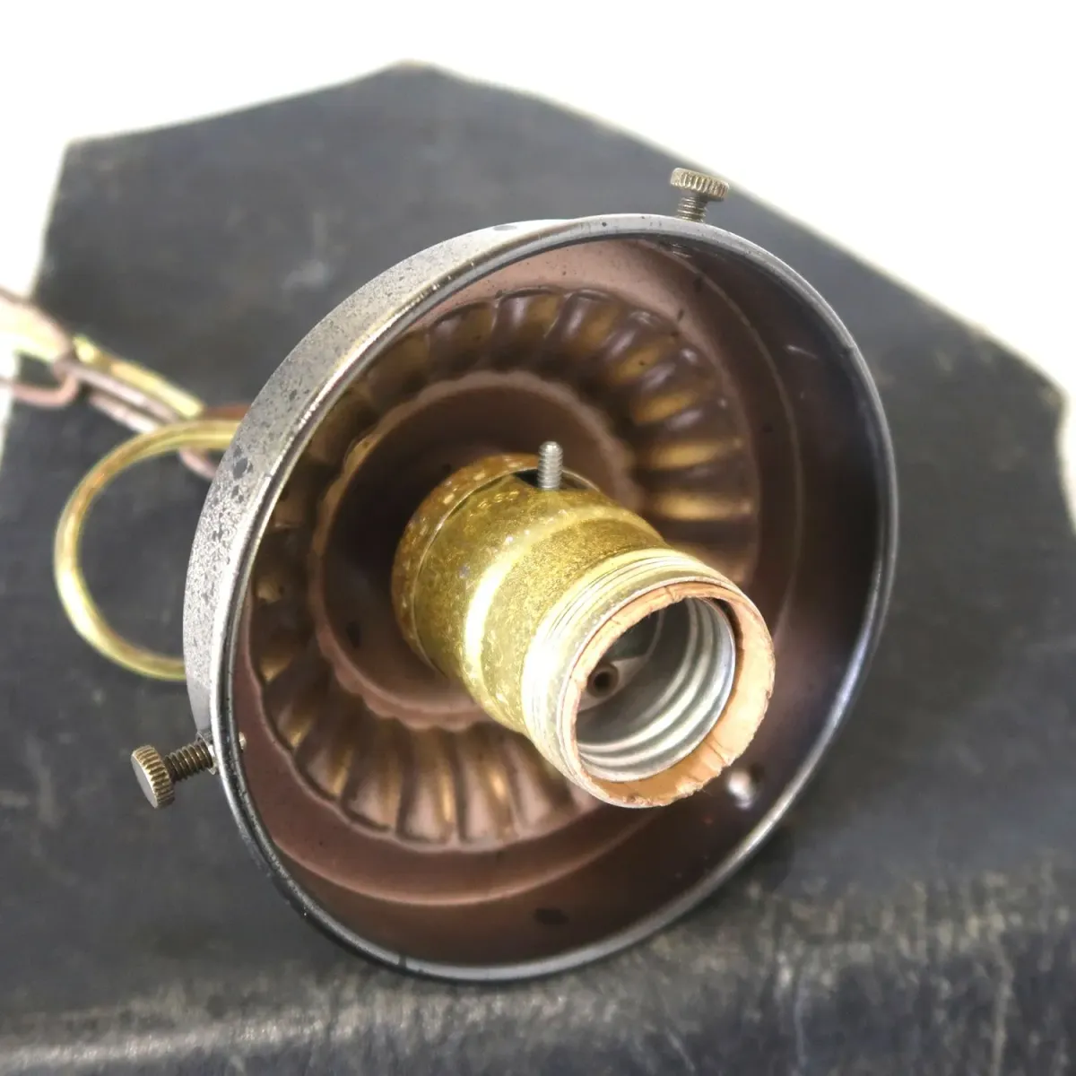 アンティーク アンバーガラス ペンダントランプ