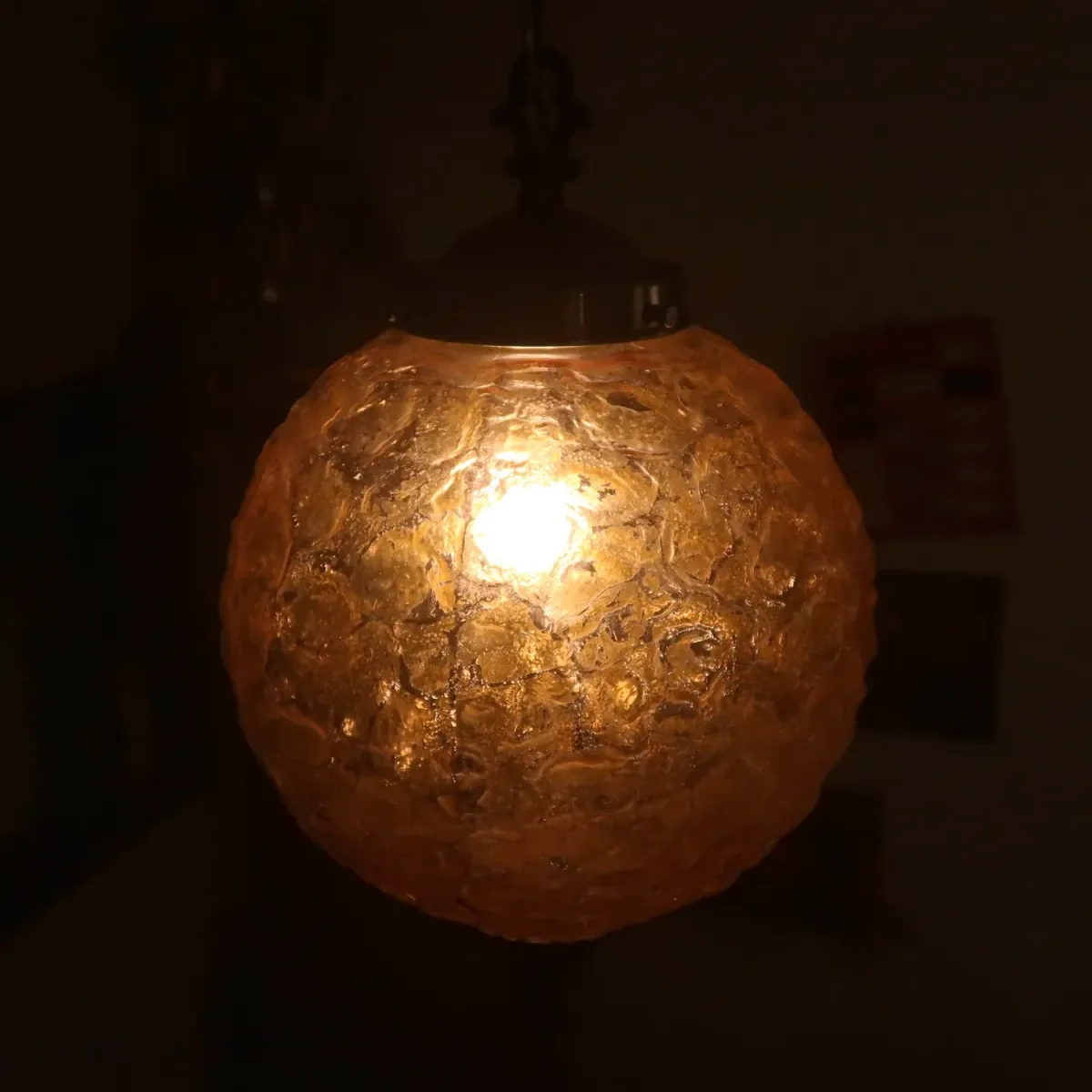 アンティーク アンバーガラス ペンダントランプ