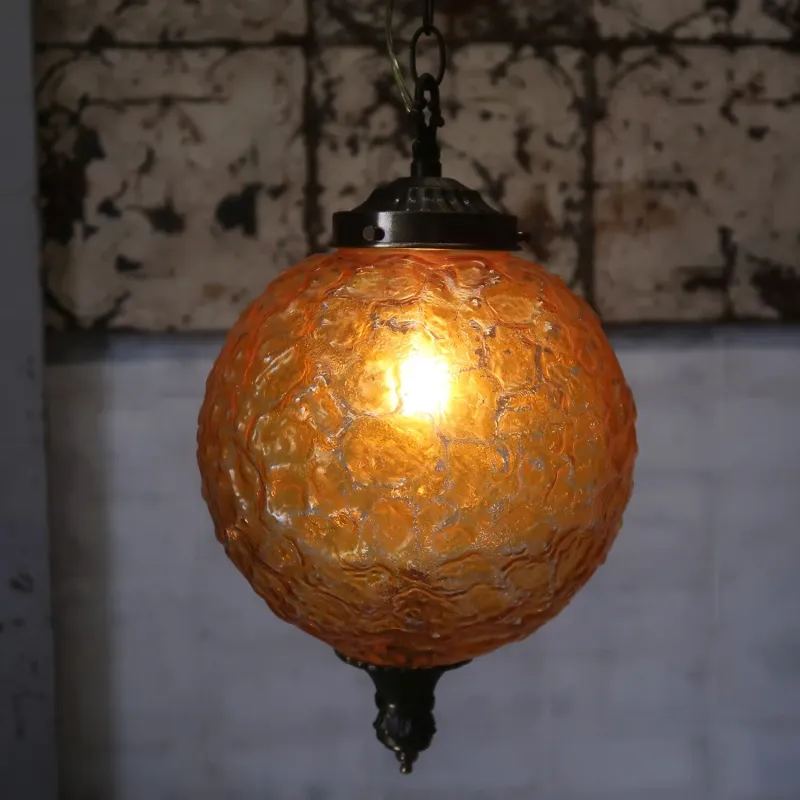 アンティーク アンバーガラス ペンダントランプ