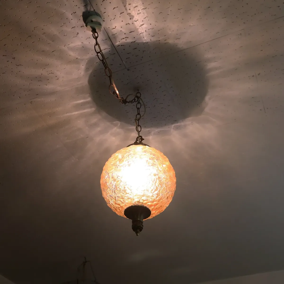 アンティーク アンバーガラス ペンダントランプ
