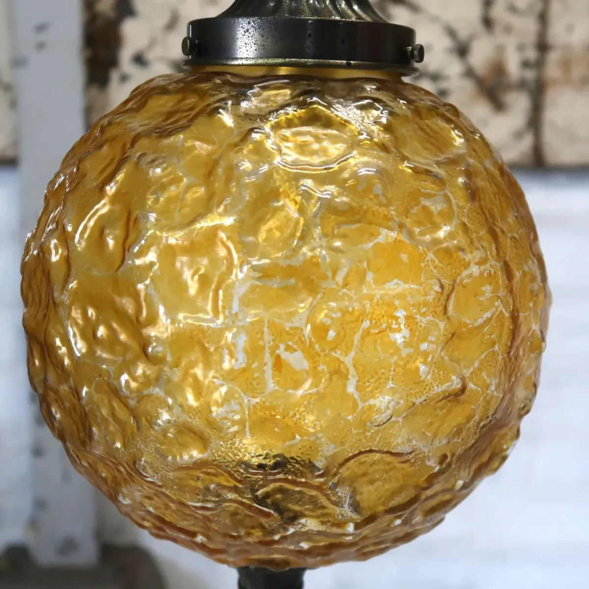 アンティーク アンバーガラス ペンダントランプ