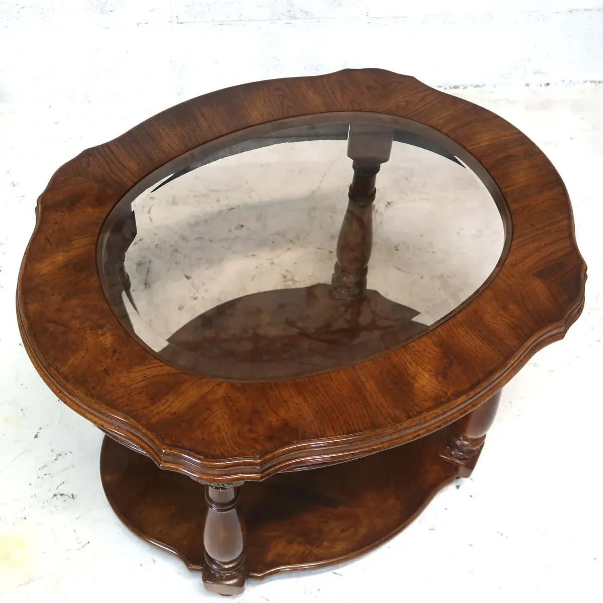 アンティーク ガラストップ サイドテーブル