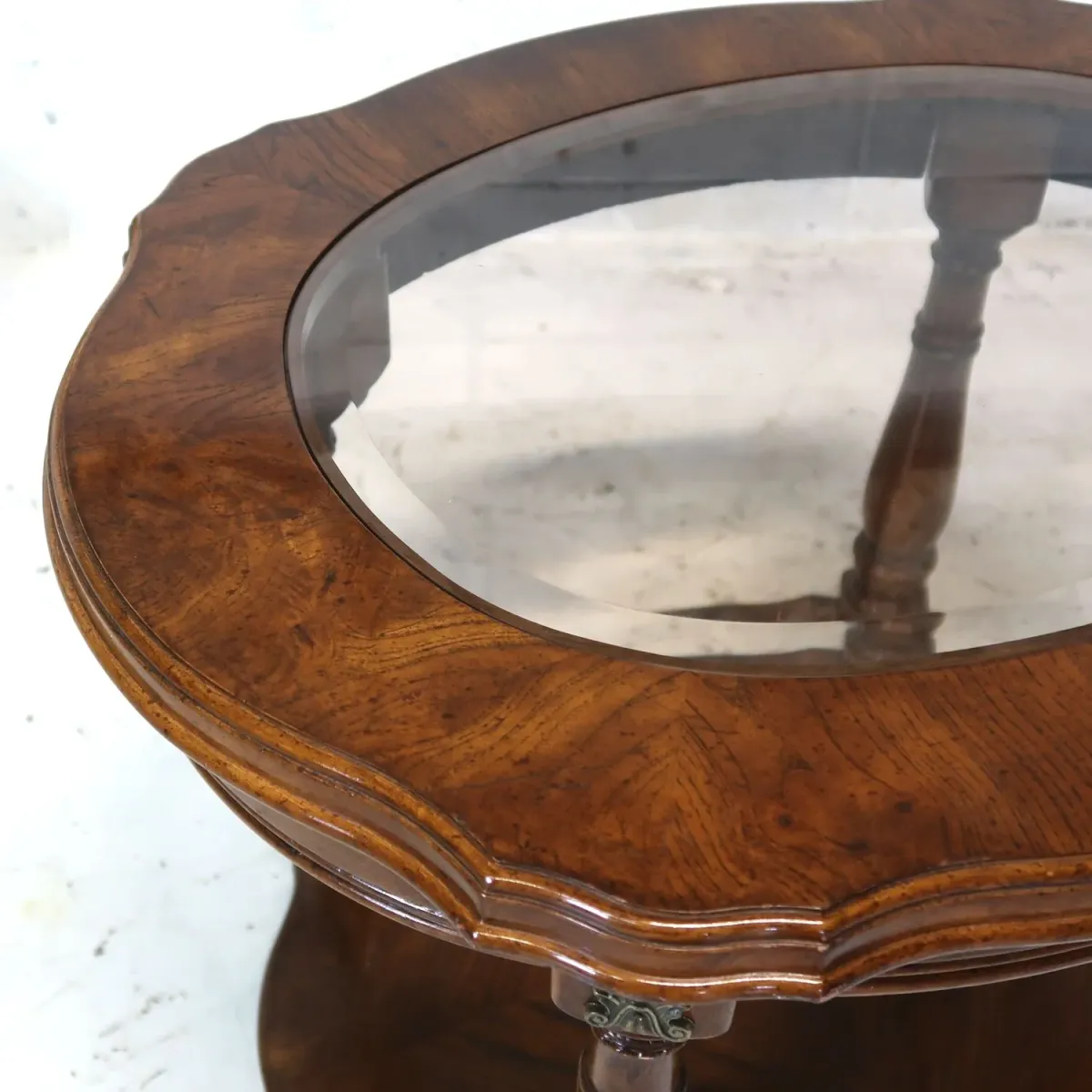 アンティーク ガラストップ サイドテーブル