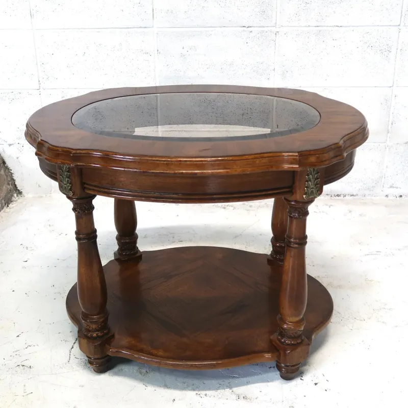 アンティーク ガラストップ サイドテーブル