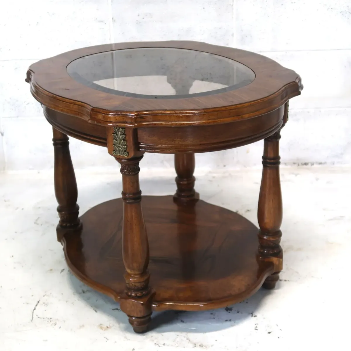 アンティーク ガラストップ サイドテーブル