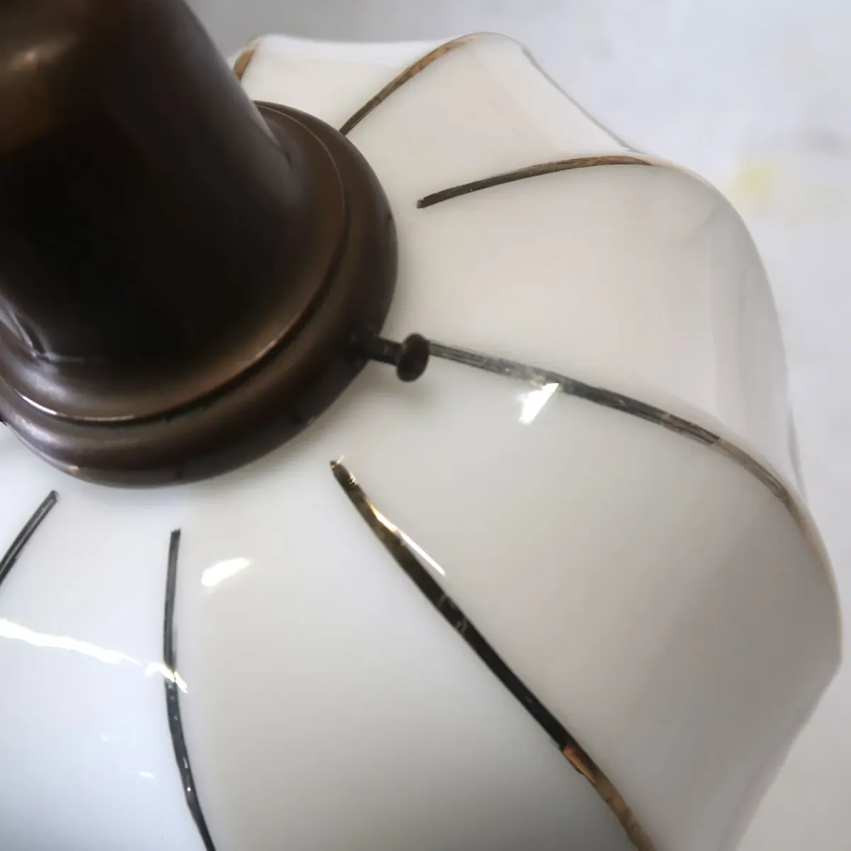 アンティーク ミルクガラス ペンダントランプ