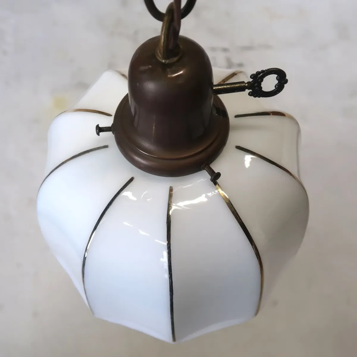 アンティーク ミルクガラス ペンダントランプ