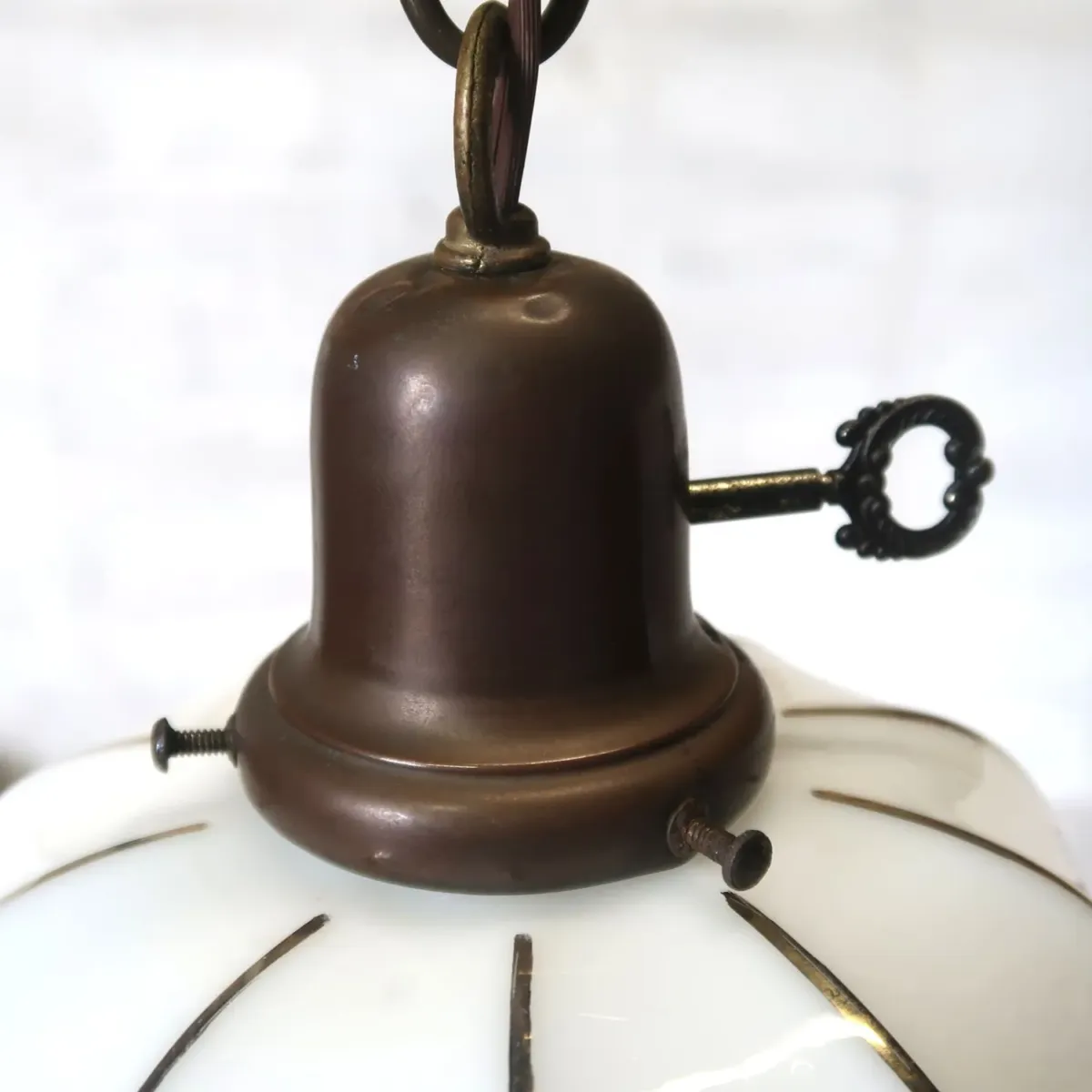 アンティーク ミルクガラス ペンダントランプ