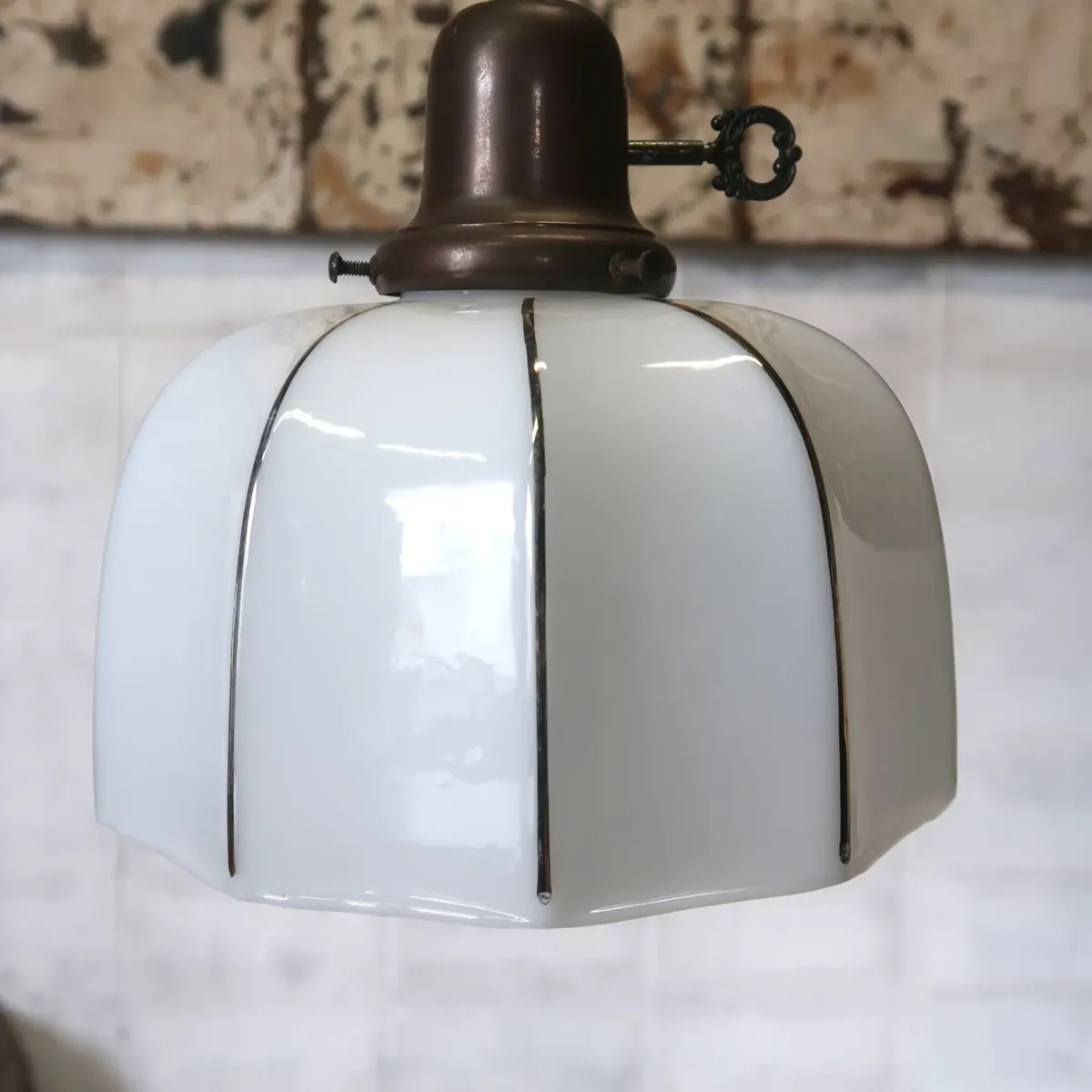 アンティーク ミルクガラス ペンダントランプ