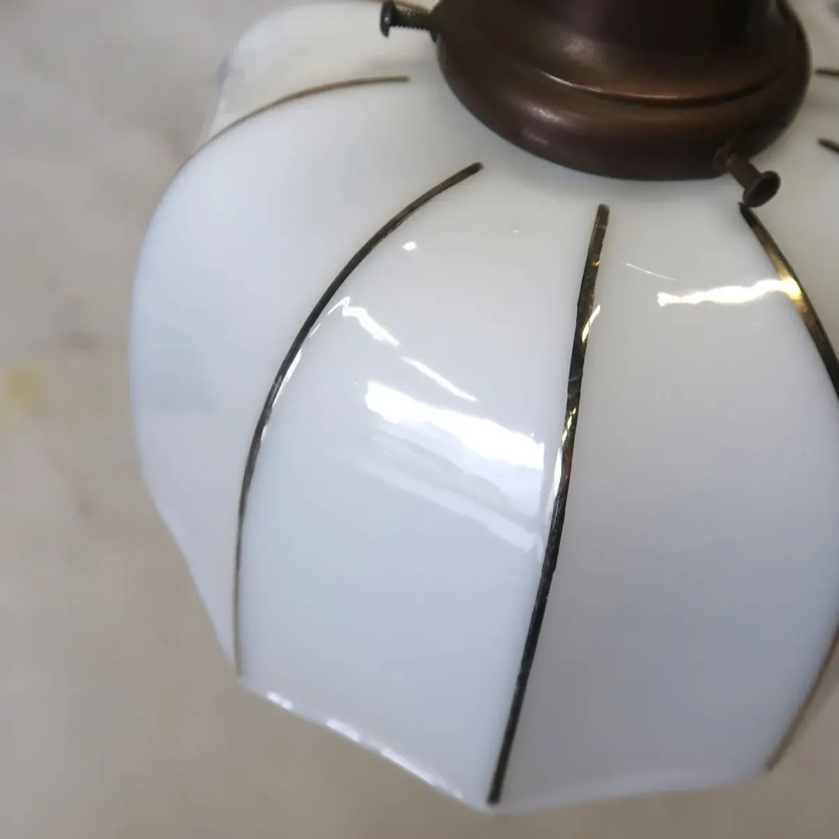 アンティーク ミルクガラス ペンダントランプ