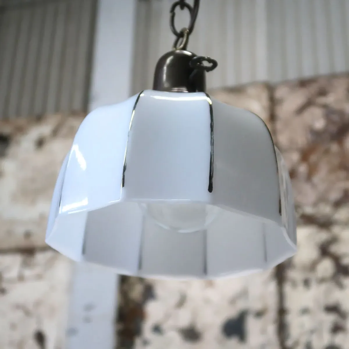 アンティーク ミルクガラス ペンダントランプ