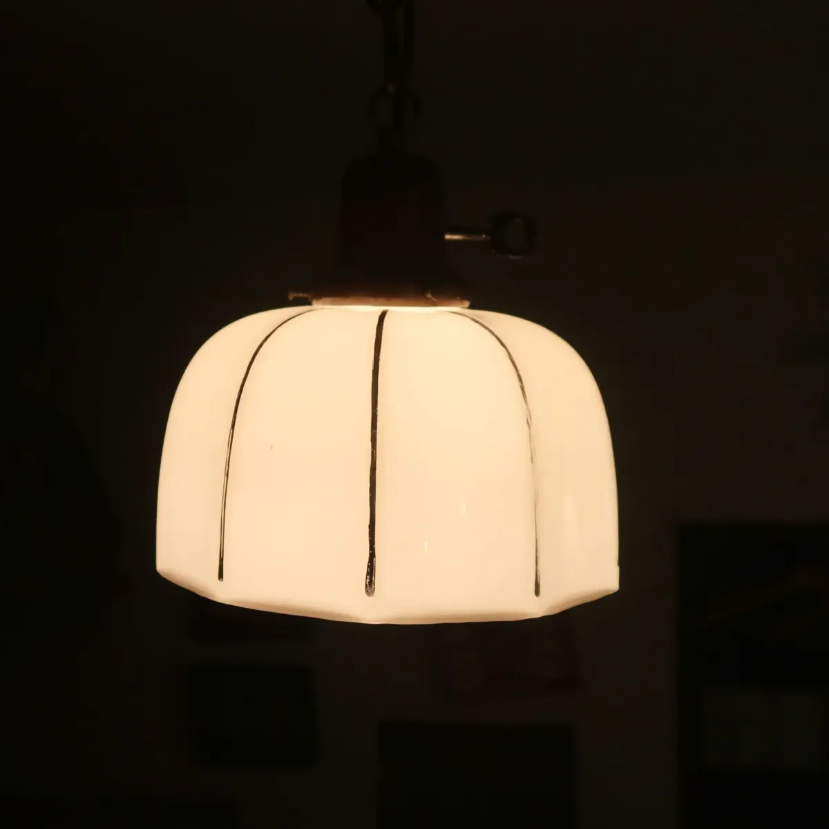 アンティーク ミルクガラス ペンダントランプ