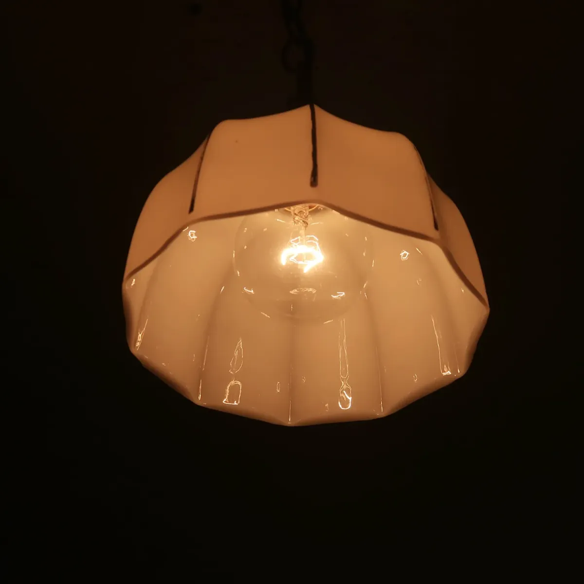 アンティーク ミルクガラス ペンダントランプ