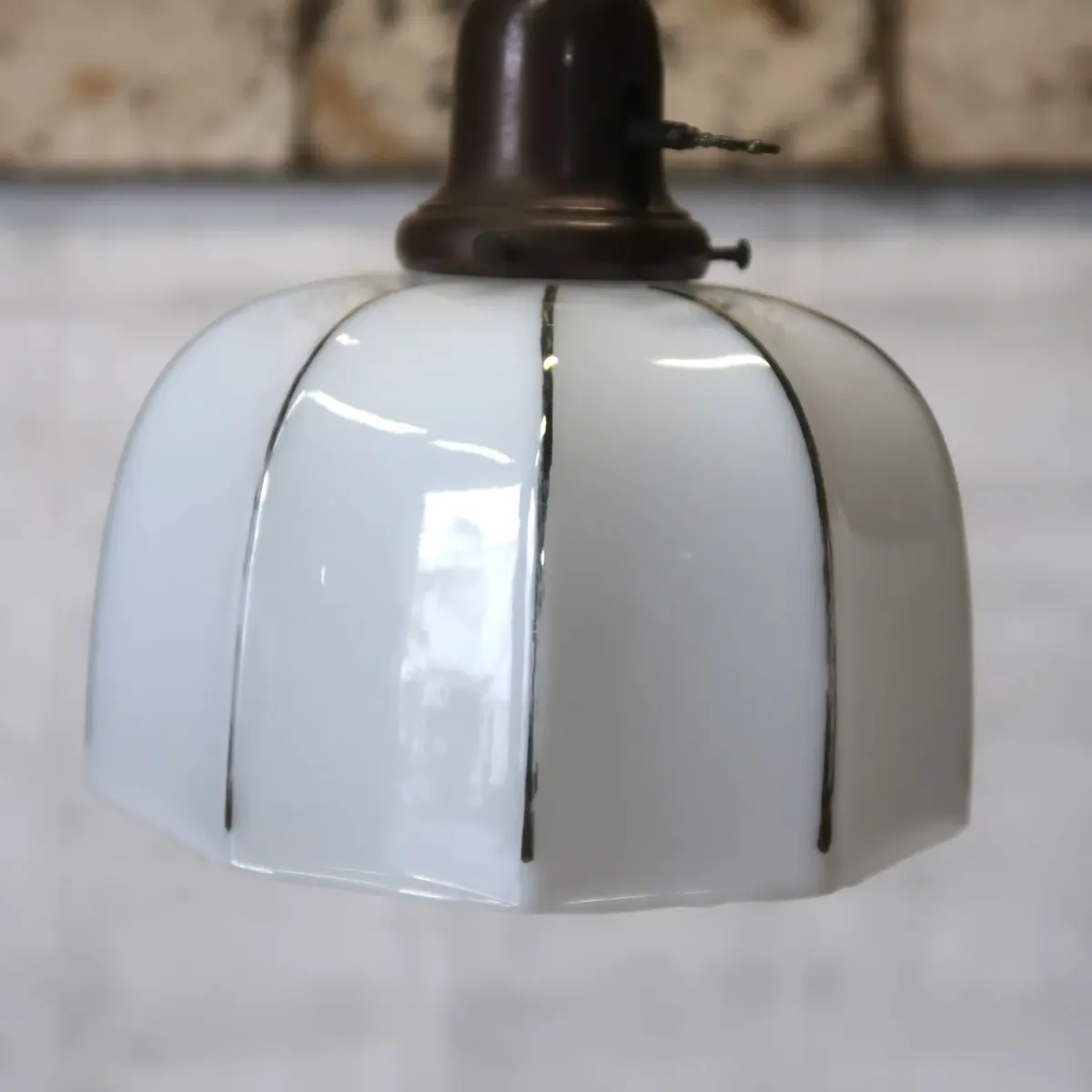 アンティーク ミルクガラス ペンダントランプ