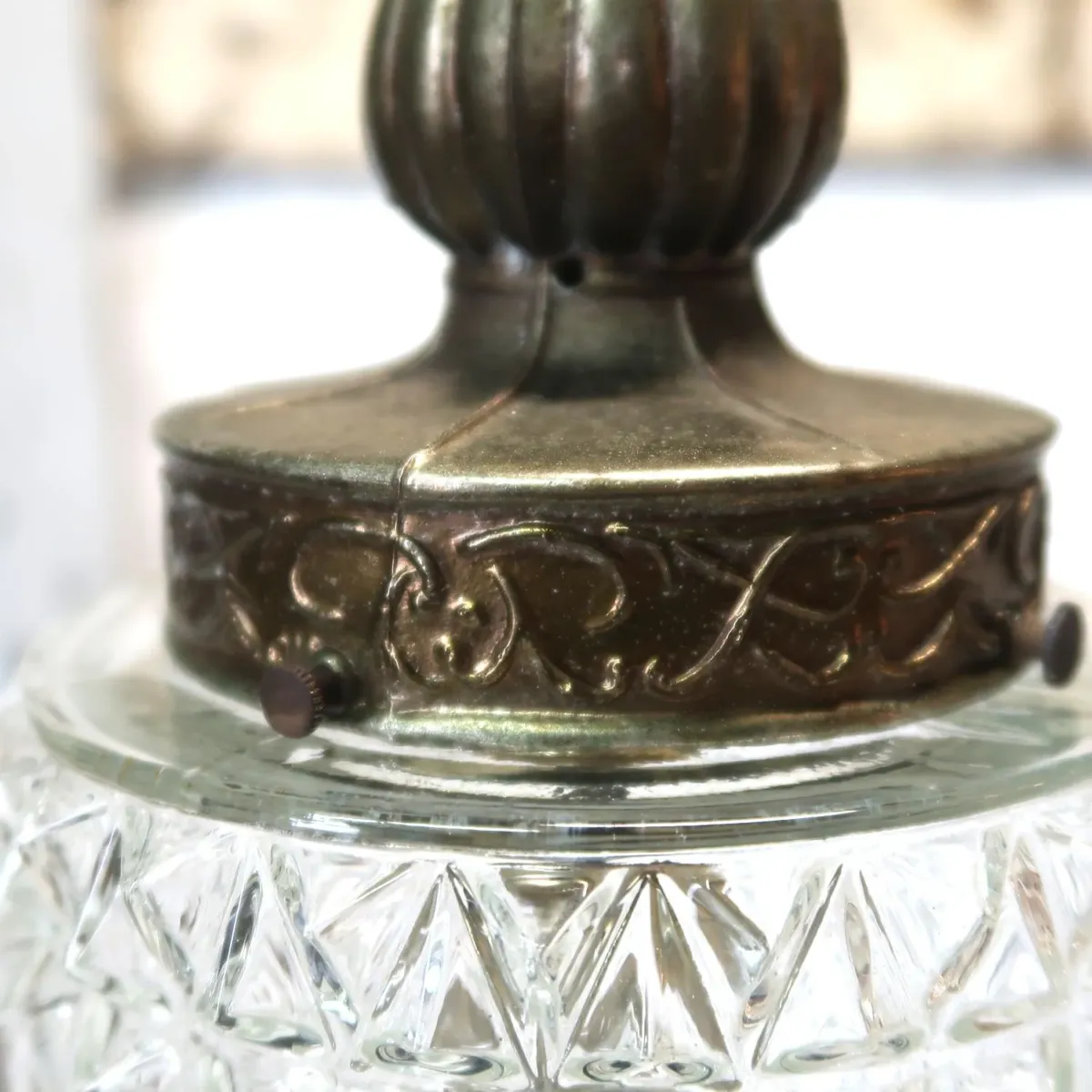 アンティーク カットガラスランプ クリアガラス