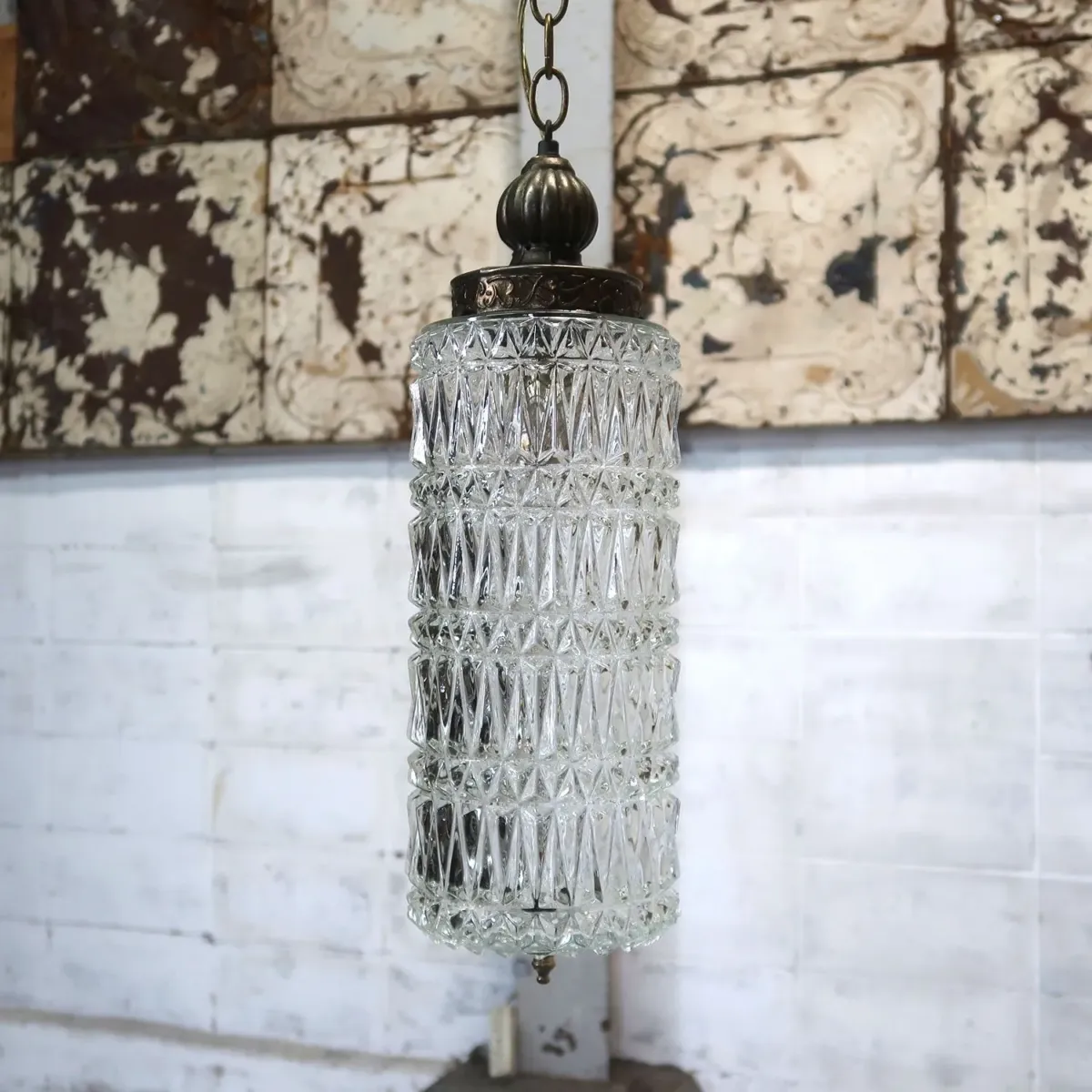 アンティーク カットガラスランプ クリアガラス