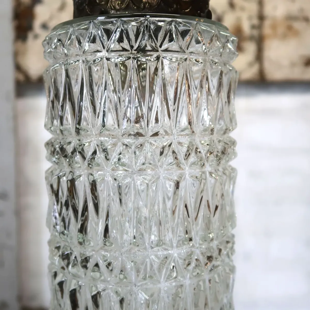 アンティーク カットガラスランプ クリアガラス