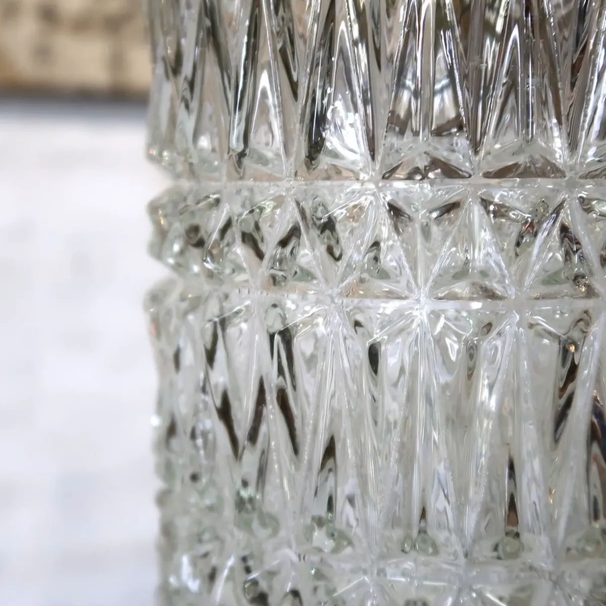 アンティーク カットガラスランプ クリアガラス