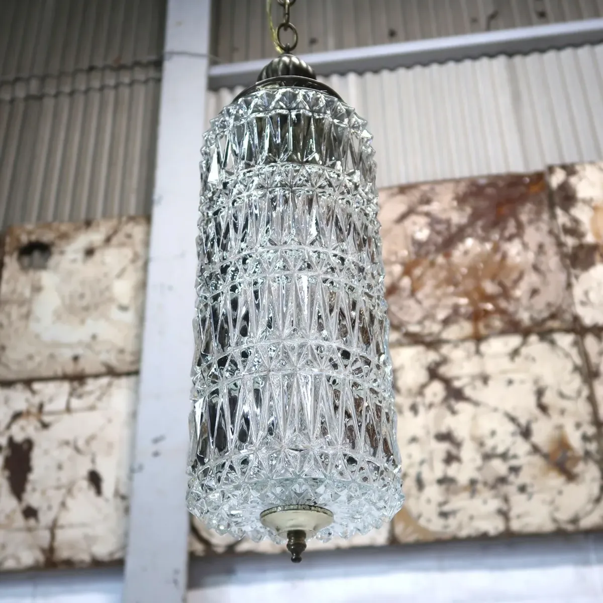 アンティーク カットガラスランプ クリアガラス