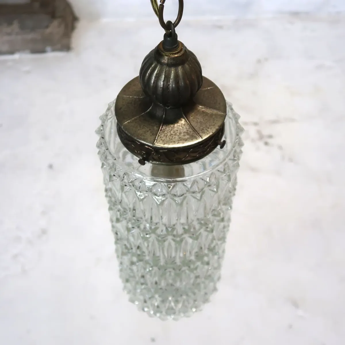 アンティーク カットガラスランプ クリアガラス