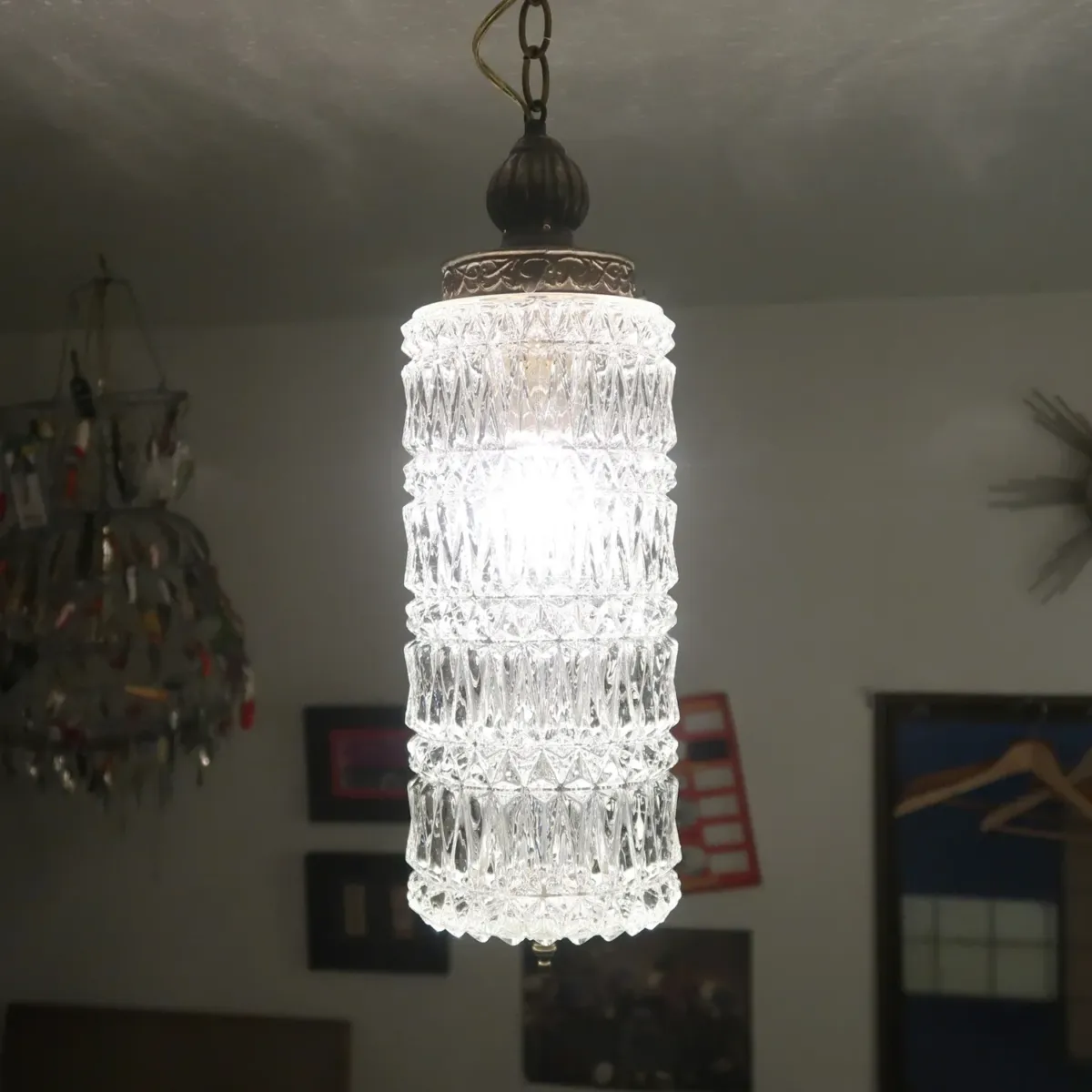 アンティーク カットガラスランプ クリアガラス