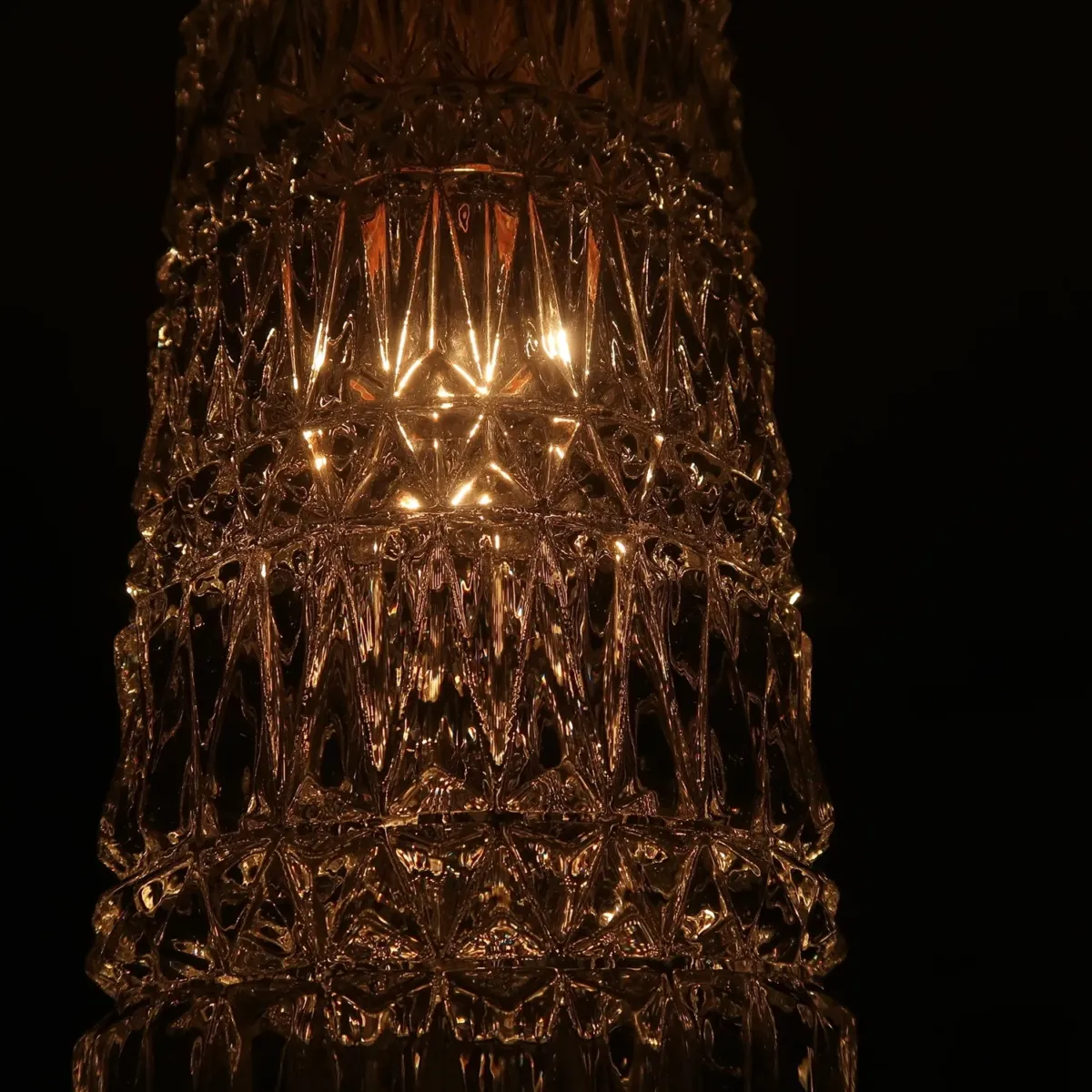 アンティーク カットガラスランプ クリアガラス