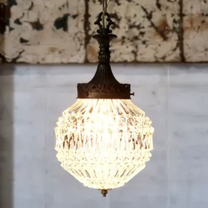 アンティーク カットガラスランプ クリアガラス