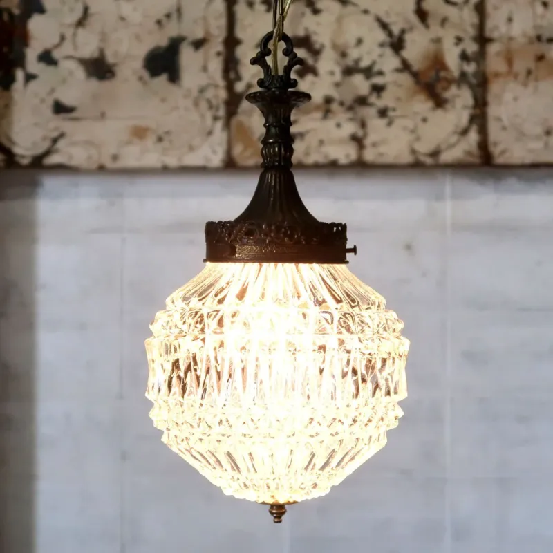 アンティーク カットガラスランプ クリアガラス