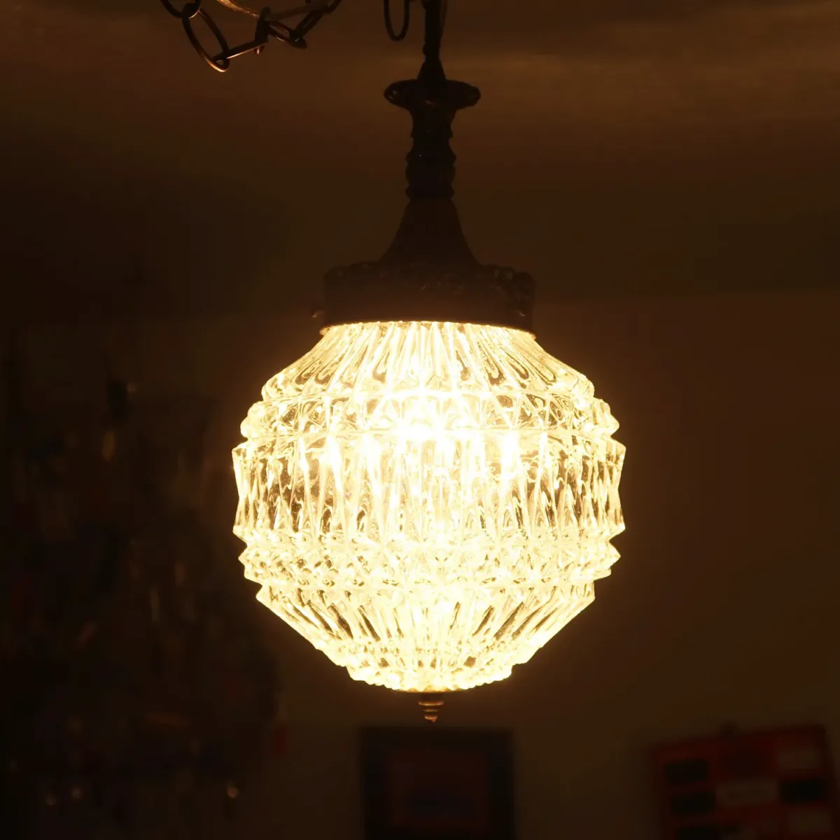 アンティーク カットガラスランプ クリアガラス