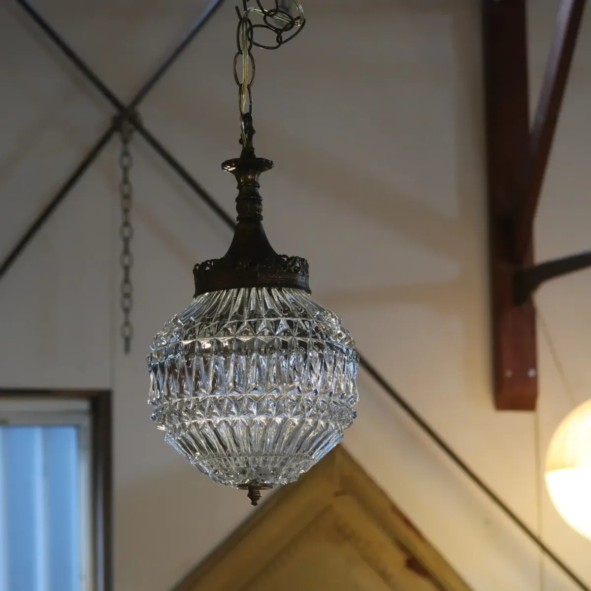 アンティーク カットガラスランプ クリアガラス