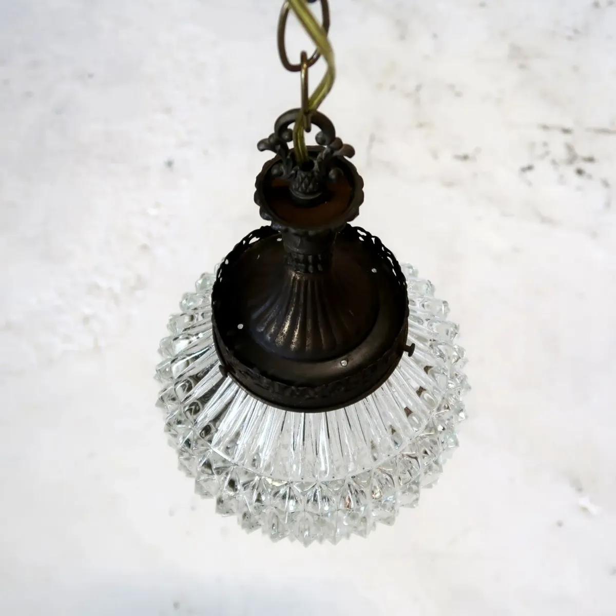 アンティーク カットガラスランプ クリアガラス