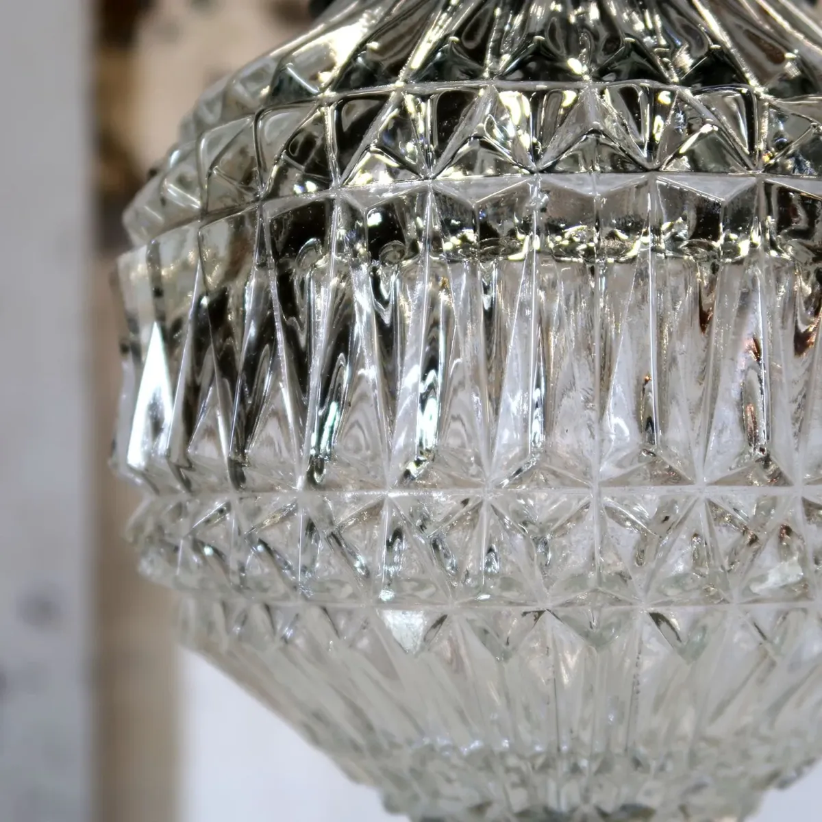 アンティーク カットガラスランプ クリアガラス