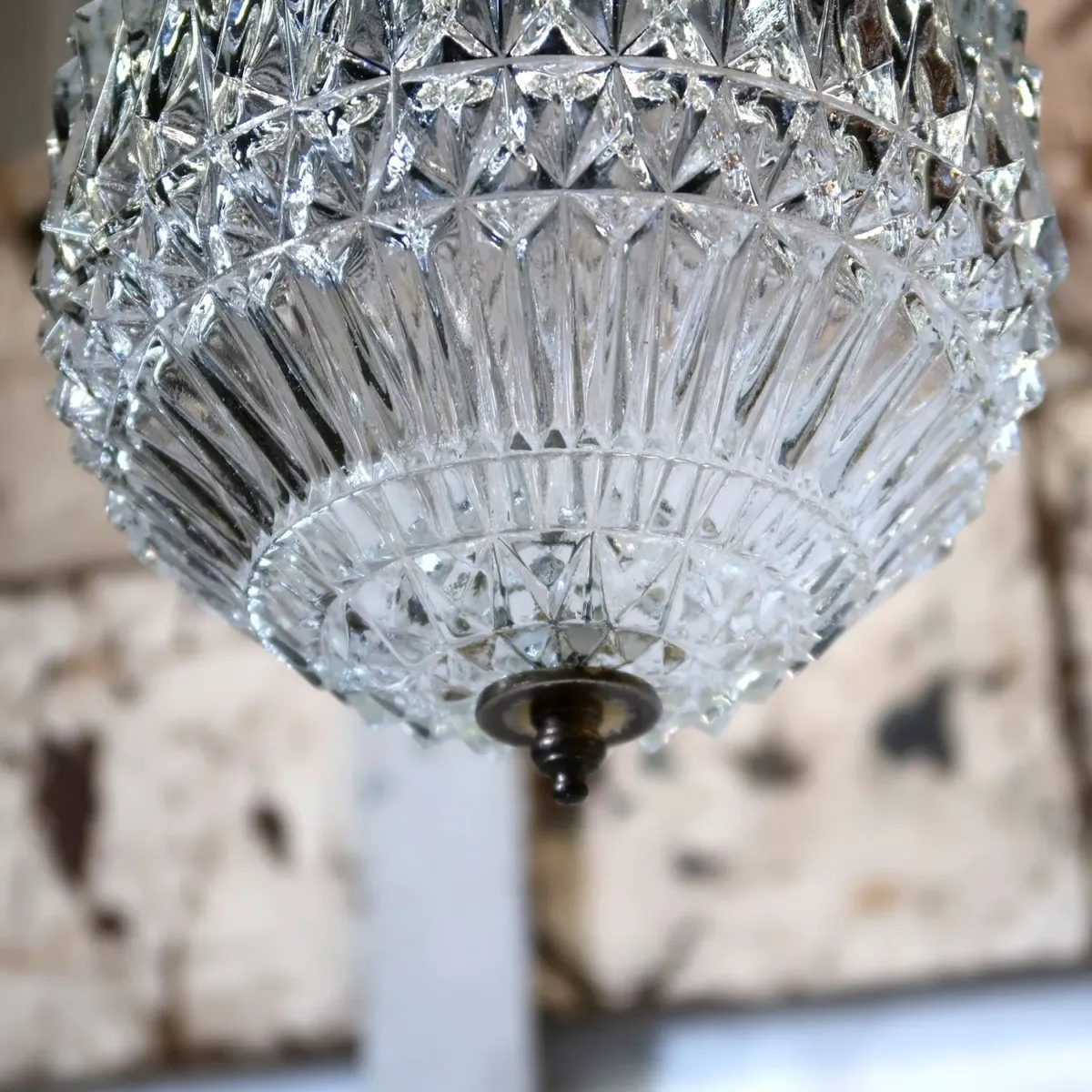 アンティーク カットガラスランプ クリアガラス