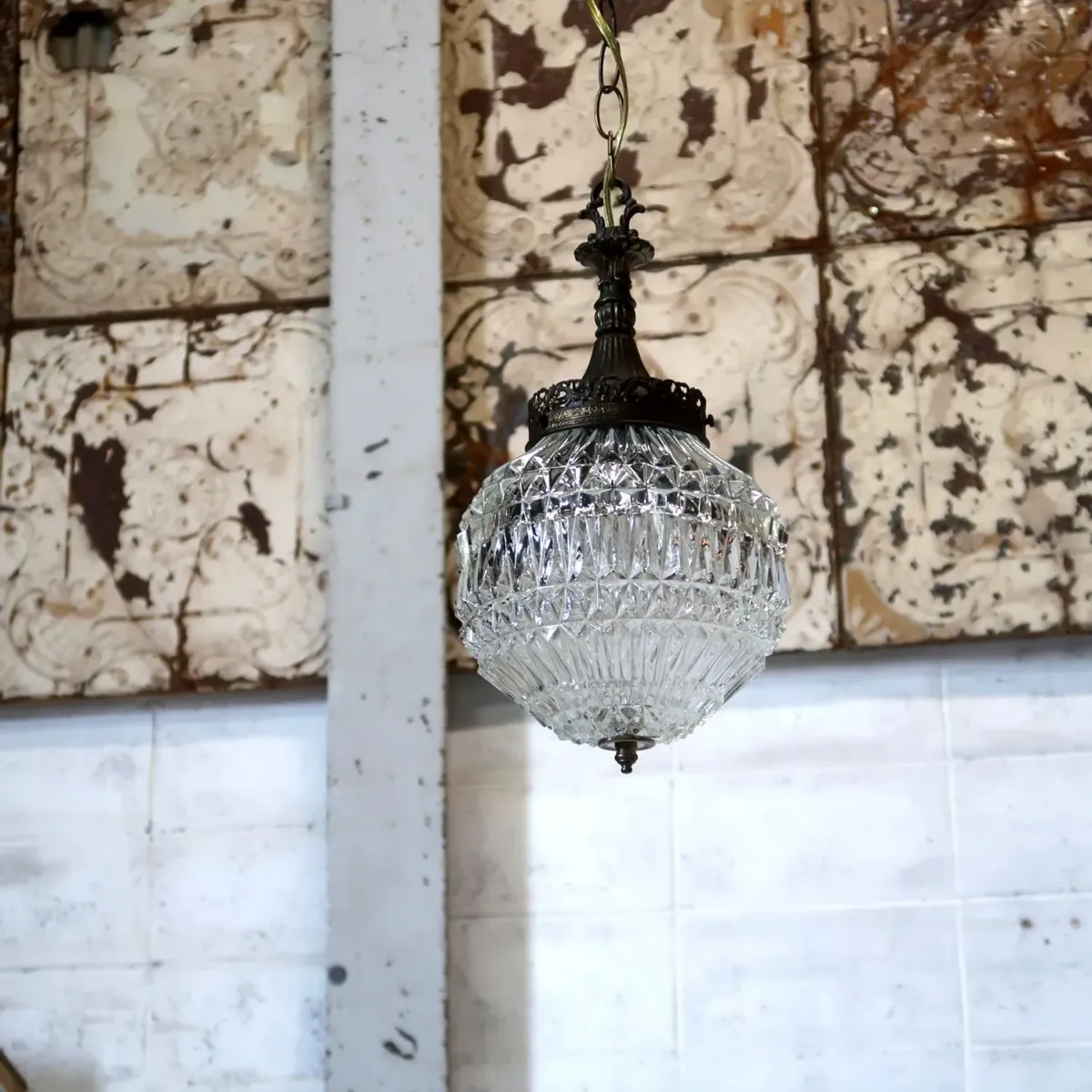 アンティーク カットガラスランプ クリアガラス