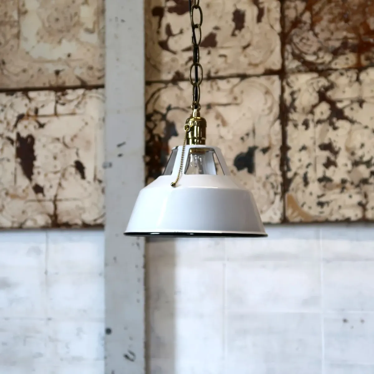 ビンテージ ホーロー ペンダントランプ