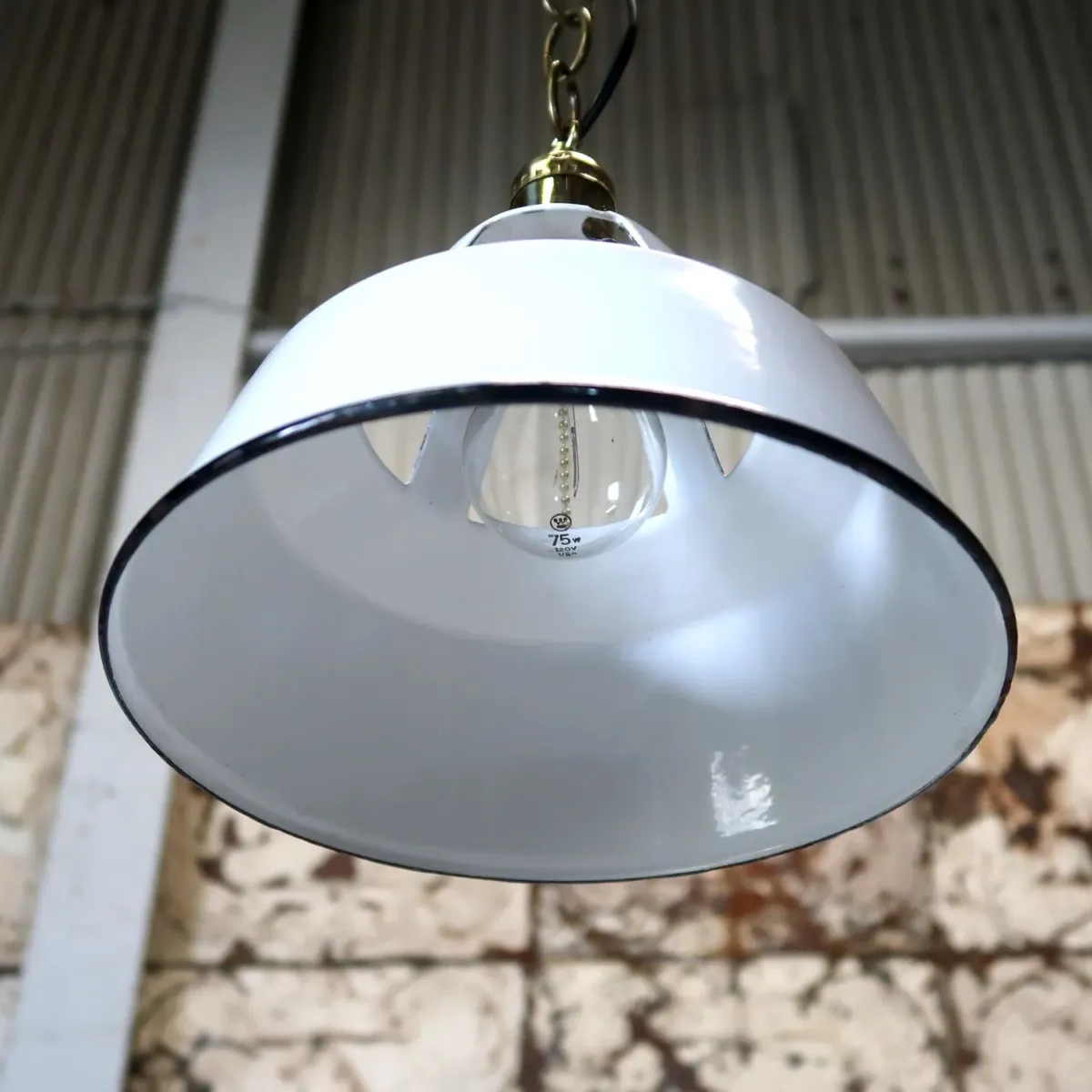 ビンテージ ホーロー ペンダントランプ