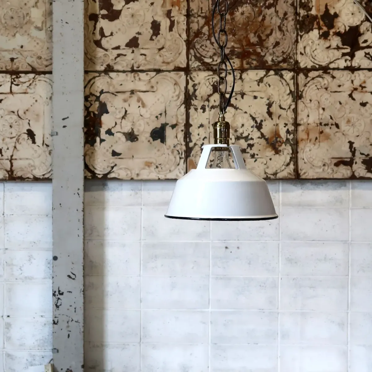 ビンテージ ホーロー ペンダントランプ