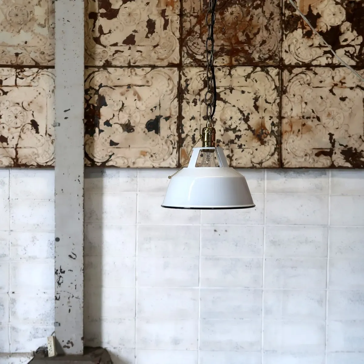 ビンテージ ホーロー ペンダントランプ