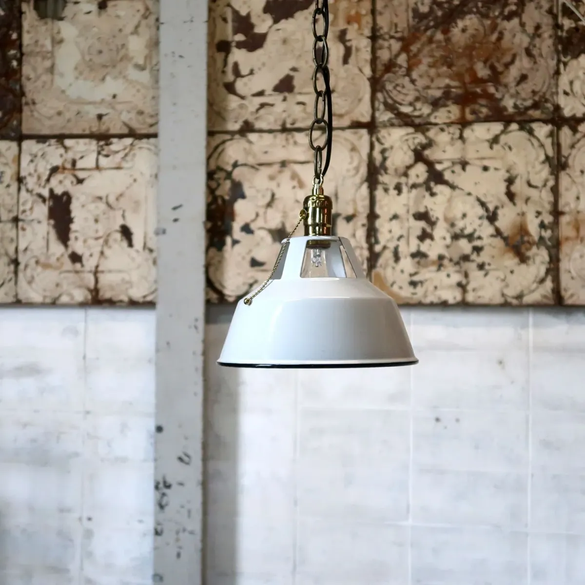 ビンテージ ホーロー ペンダントランプ